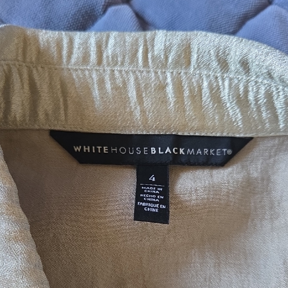 White House Black Market Gold Button Down Dress Size 4 - Picture 3 of 8